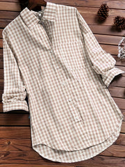  Gingham Print Long Sleeve Shirt