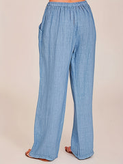  Solid Straight Leg Drawstring Pants
