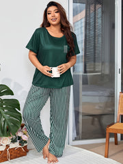  Striped Tee & Pants Loungewear Set