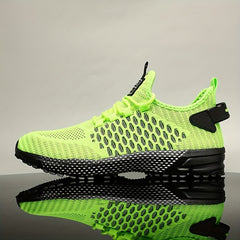 Men's Geometric Print Lace up Sneakers Breathable Mesh Outdoor Sports Shoes