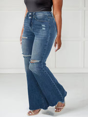  Washed Ripped Flared Leg Jeans