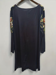 Floral Print Button Decor Long Sleeve Midi Dress