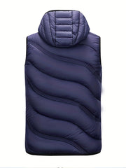 Men's Warm Hooded Vest Zip Up Casual Fall Winter