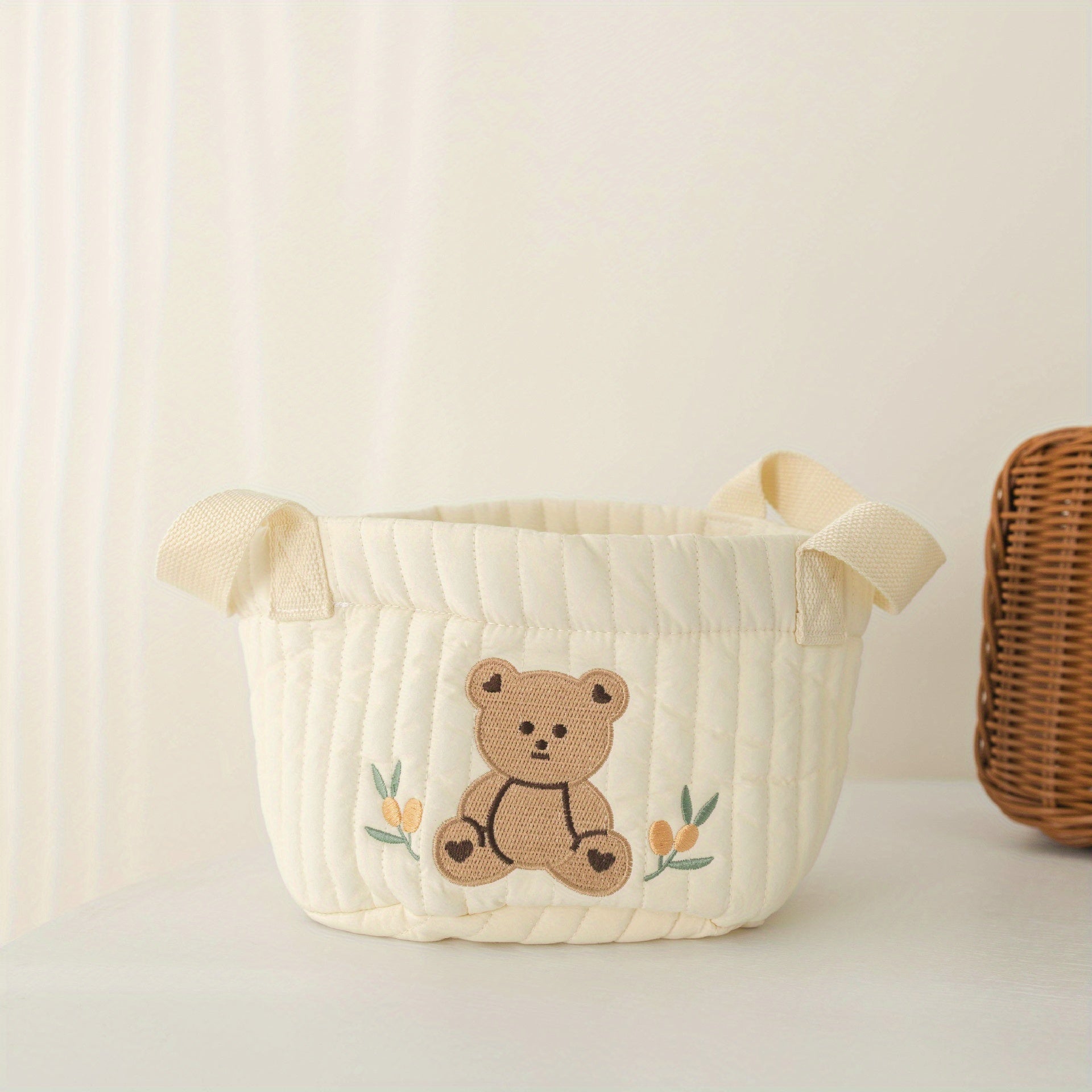 Embroidered Bears Rabbits & Dinosaurs Storage Basket