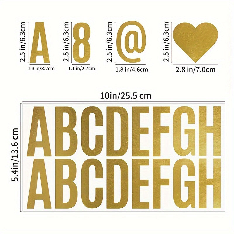 6 Sheets Golden Letter Stickers Large Letters Numbers And Symbols