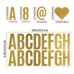 6 Sheets Golden Letter Stickers Large Letters Numbers And Symbols