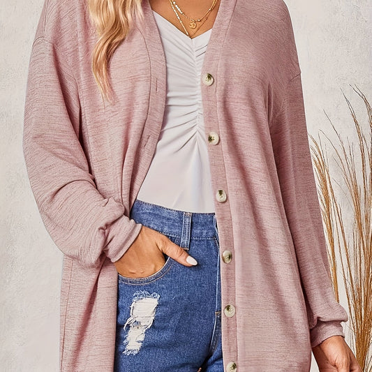 Women's Plus Size Solid Button Up Cardigan
