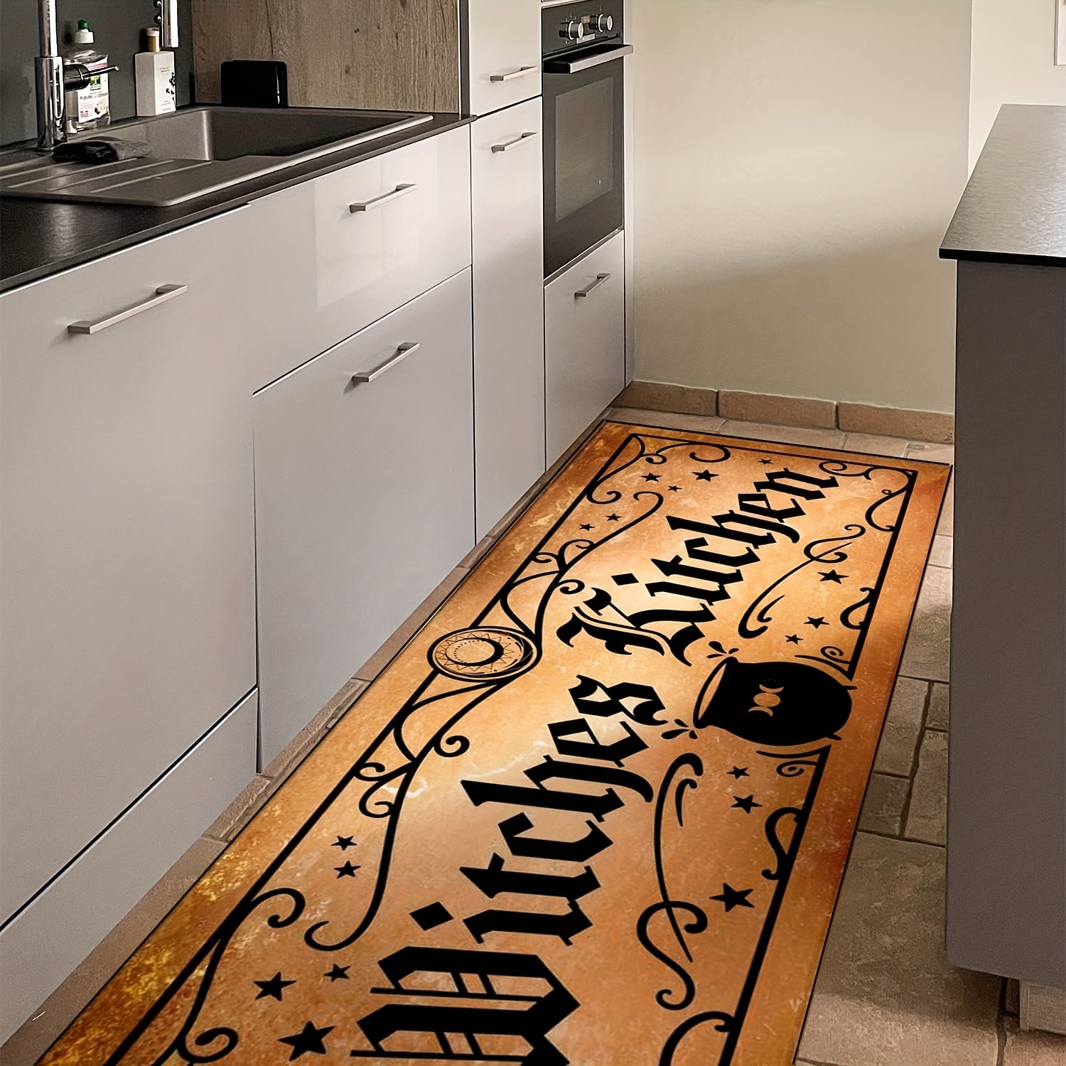 2pcs Retro Vintage Witches Halloween Rug Set