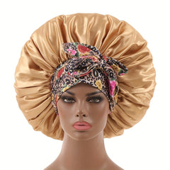 Boho Flower Print Satin Hair Bonnet for Women