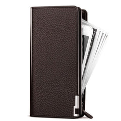 Men's Leather Zipper Long Business Wallet Phone Holder