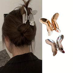 2pcs Metal Butterfly Hair Claw Nonslip Ponytail Holder