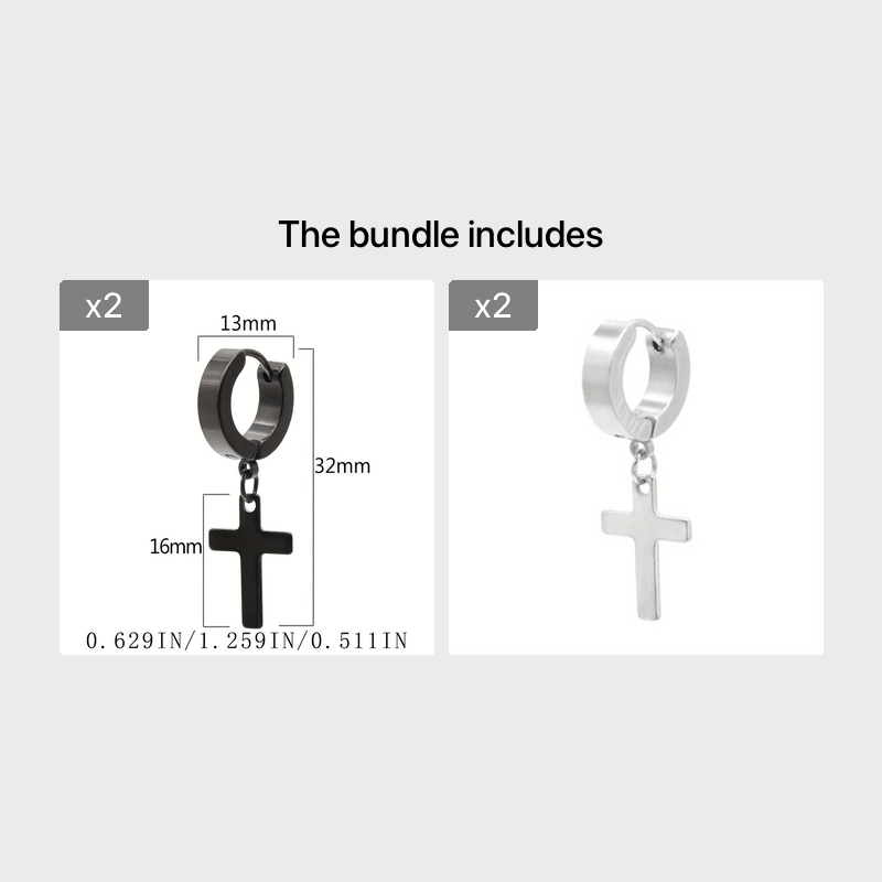 Stainless Steel Cross Drop Earrings
