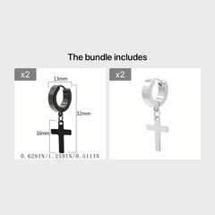 Stainless Steel Cross Drop Earrings