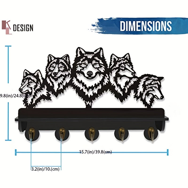 Wolf Wall Hanger Animal Rack Heavy Duty Hooks Hallway Kitchen Office