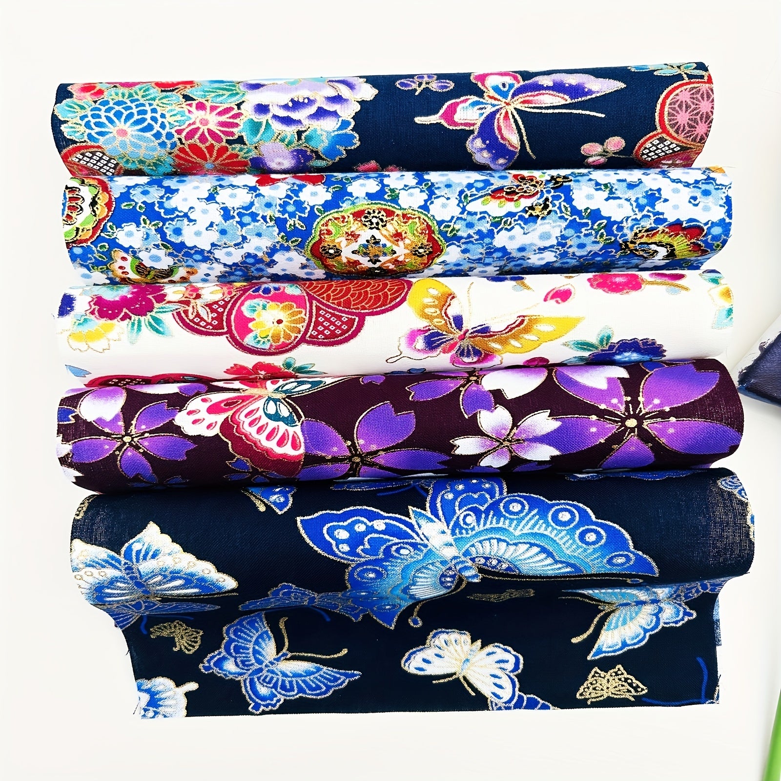 5pcs Butterfly Printed Cotton Fabric DIY Sewing And Scrapbooking Cloth