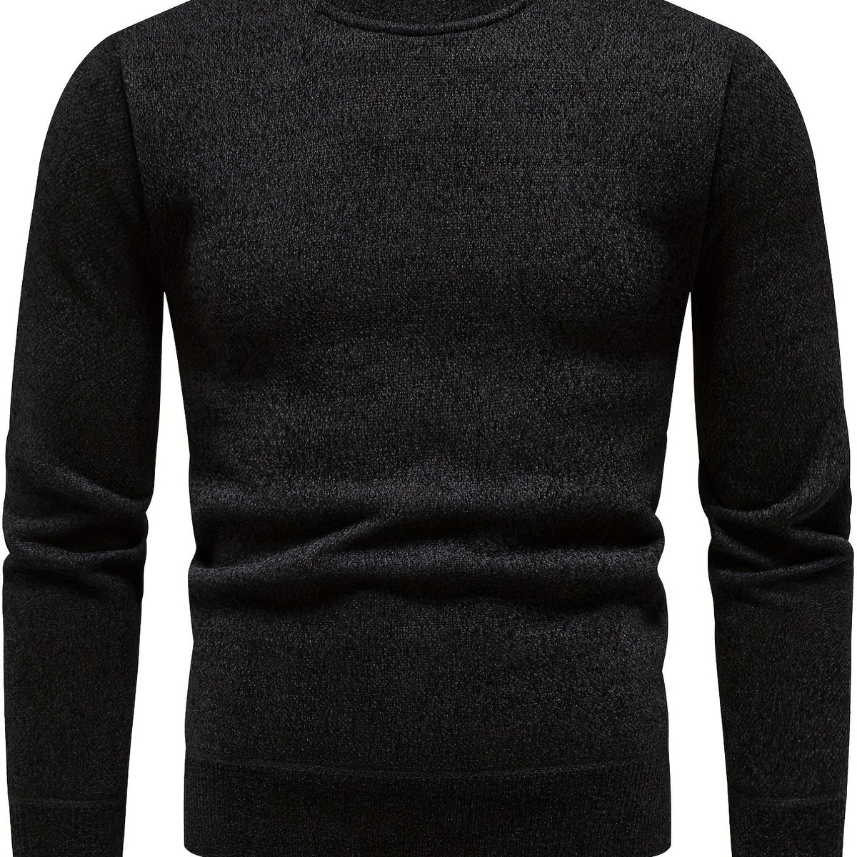 Knitted Solid Sweater Men's Crew Neck Pullover