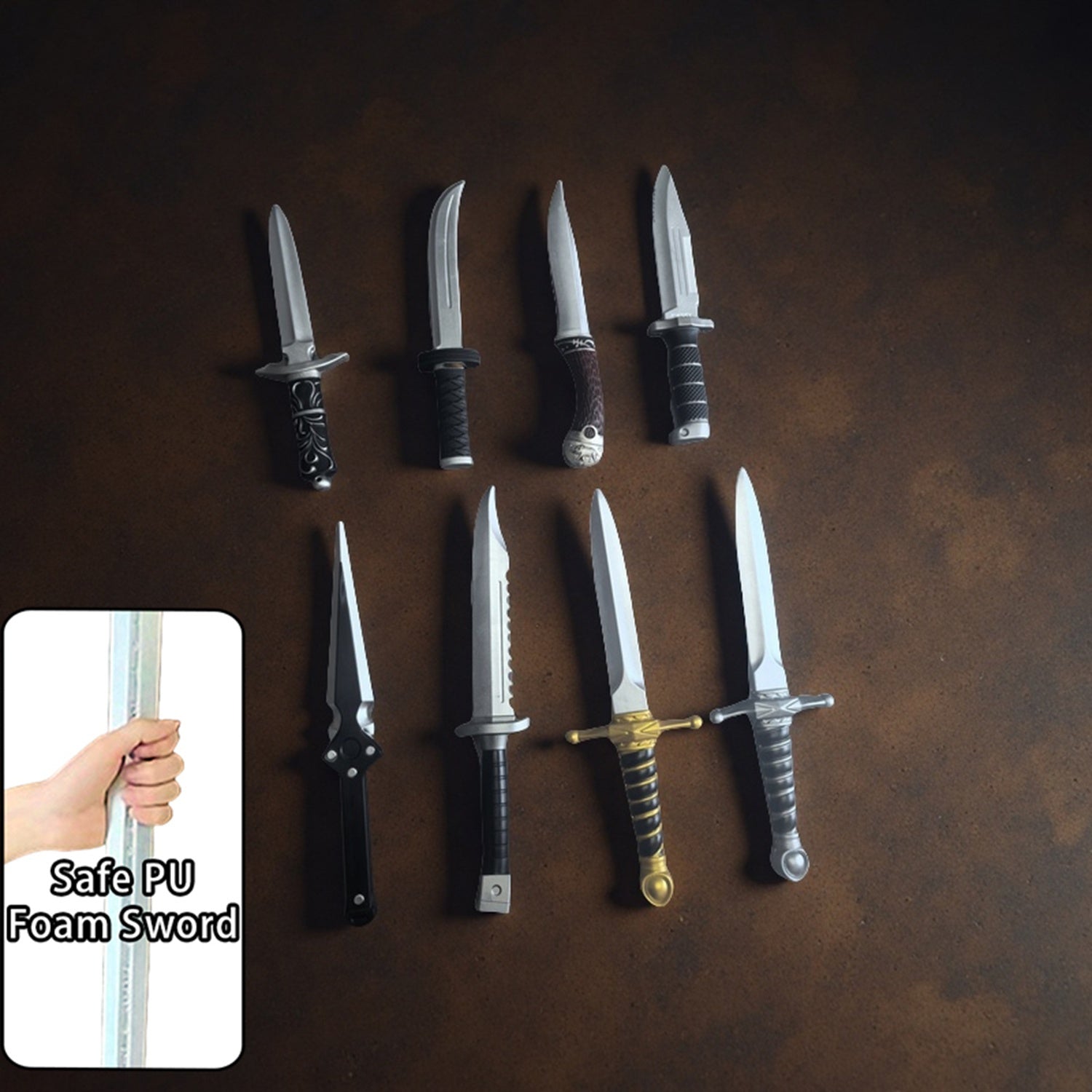 Medieval PU Foam Dagger with Golden Accents