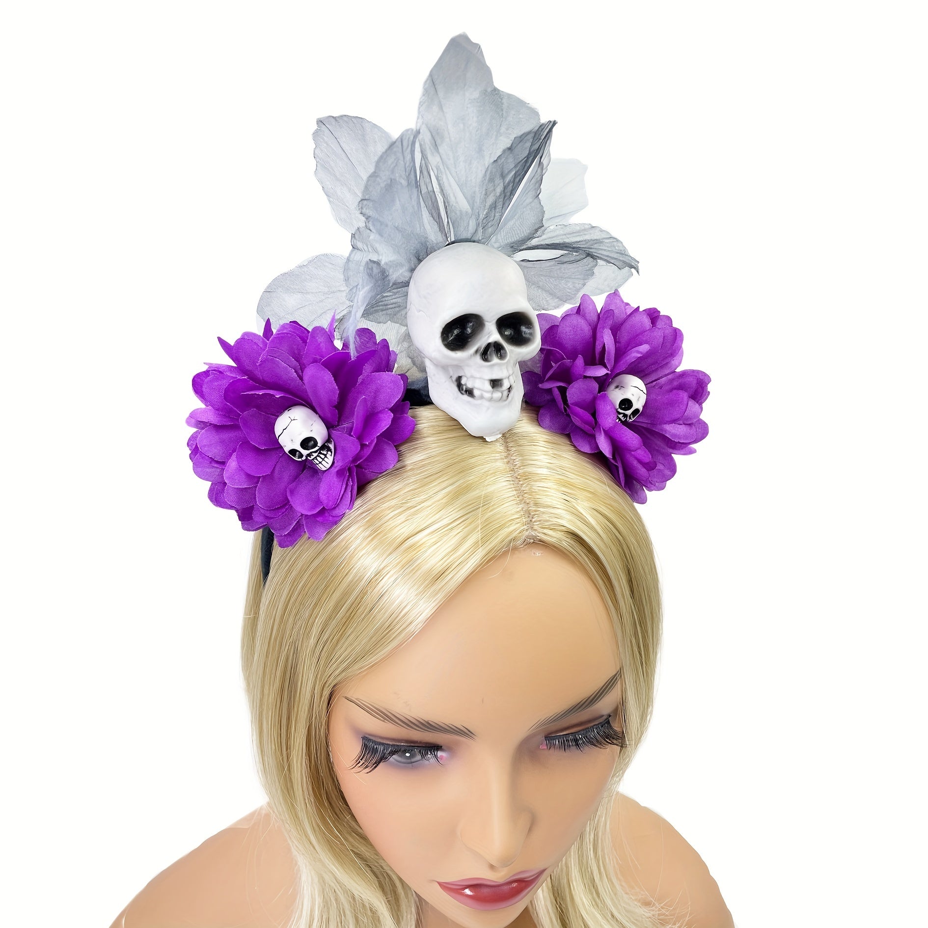 Halloween Rose Skull Headband Floral Hair Band For Women Girls