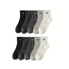10 Pairs Letter Print Socks Soft Women's Mid Tube Stockings