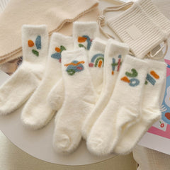 8 Pairs Cartoon Graffiti Socks Comfy & Fuzzy Women's Stockings