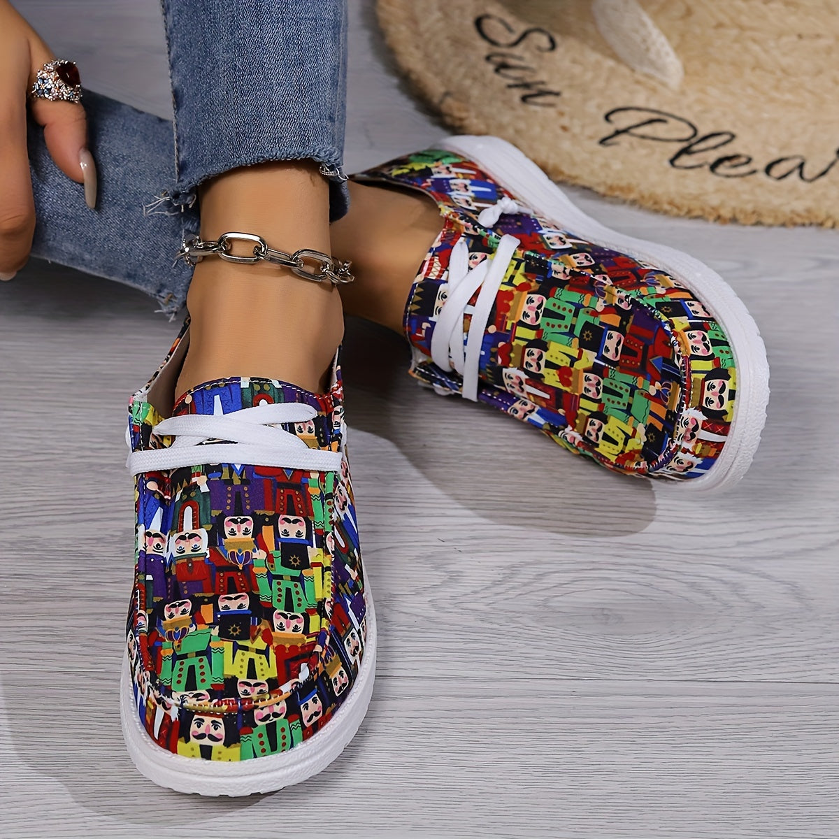 Nutcracker Cartoon Pattern Outdoor Skateboarding Shoes