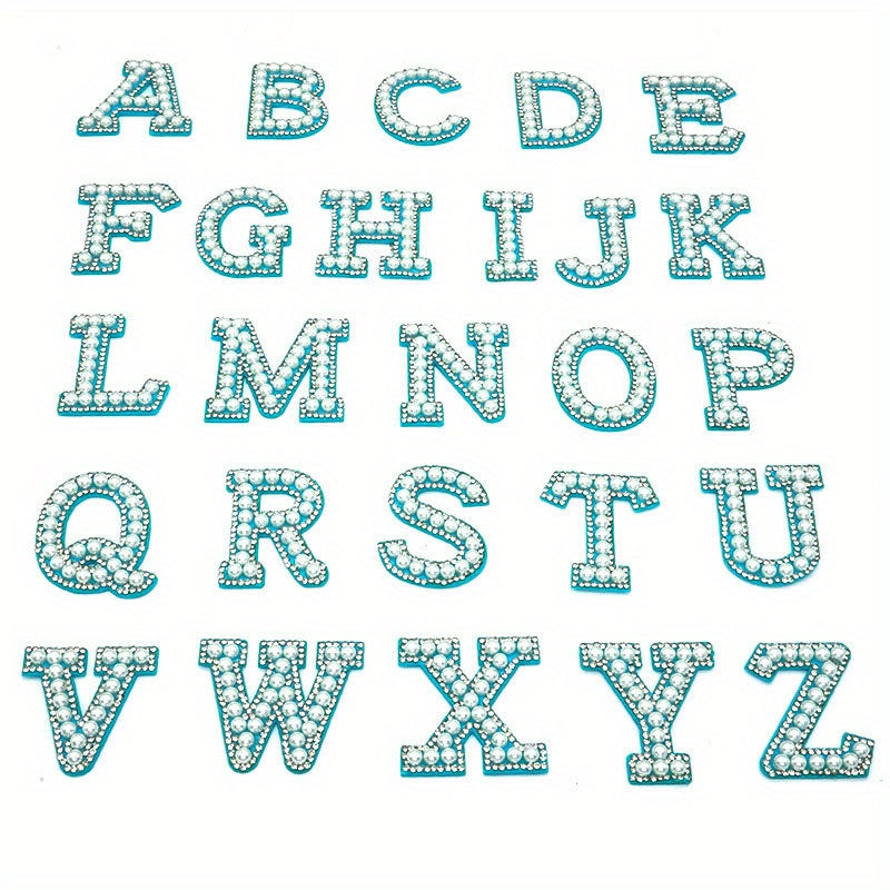 26pcs Faux Pearl English Letter Stickers for Clothes Decorative Patches