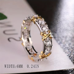 Golden Hip hop Ring Men's And Women's Zircon Punk Wedding Ring Jewelry