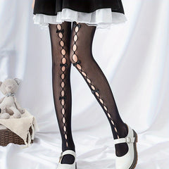 Bow Decor High Waist Hollow Out Pantyhose Women's Stockings