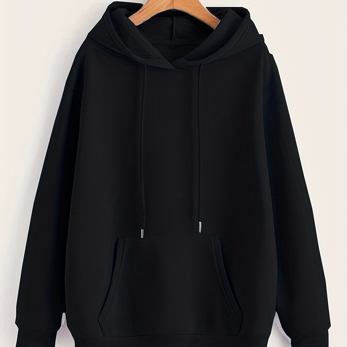 Solid Kangaroo Pocket Hoodie Casual Long Sleeve Drawstring Hoodies
