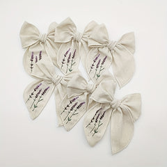Lavender Embroidery Bow Hair Clip Retro Style Barrette for Women Girls