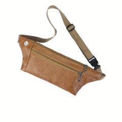 Men's Retro PU Leather Waist Bag Outdoor Sports Chest Bag