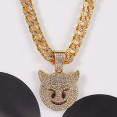 Cat Head Pendant Cuban Chain Necklace