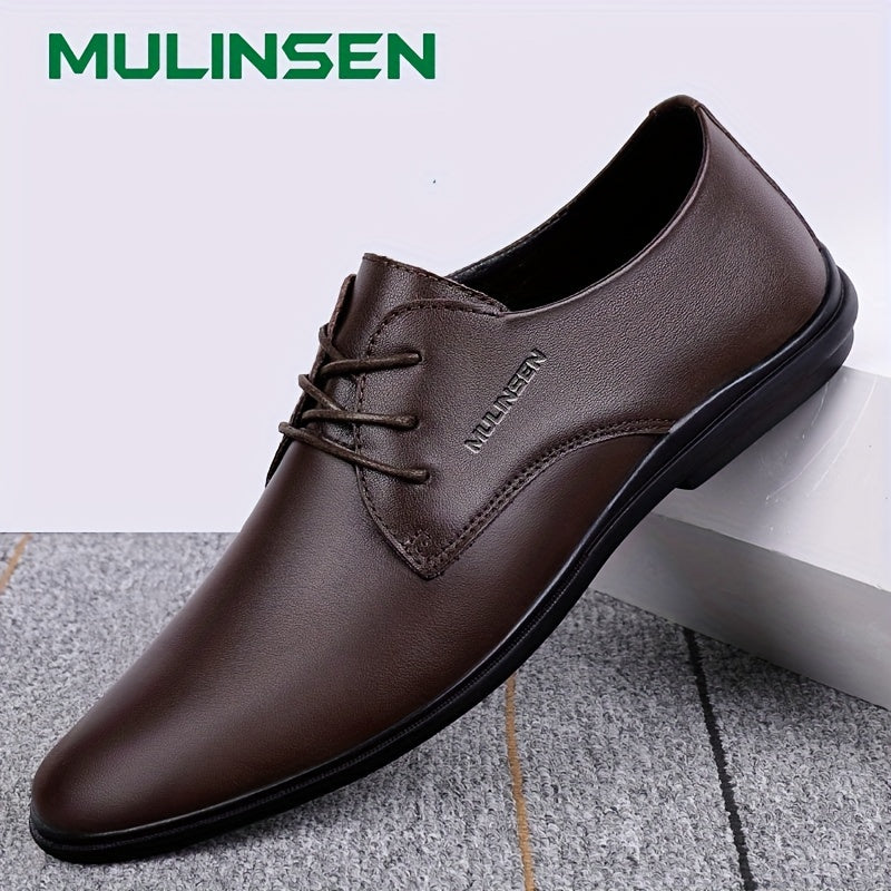 Men's Pointed Toe Leather Lace up Oxford Shoes Soft Sole