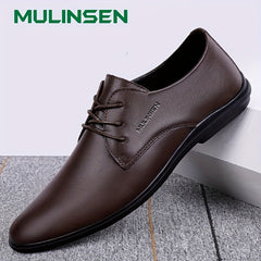 Men's Pointed Toe Leather Lace up Oxford Shoes Soft Sole