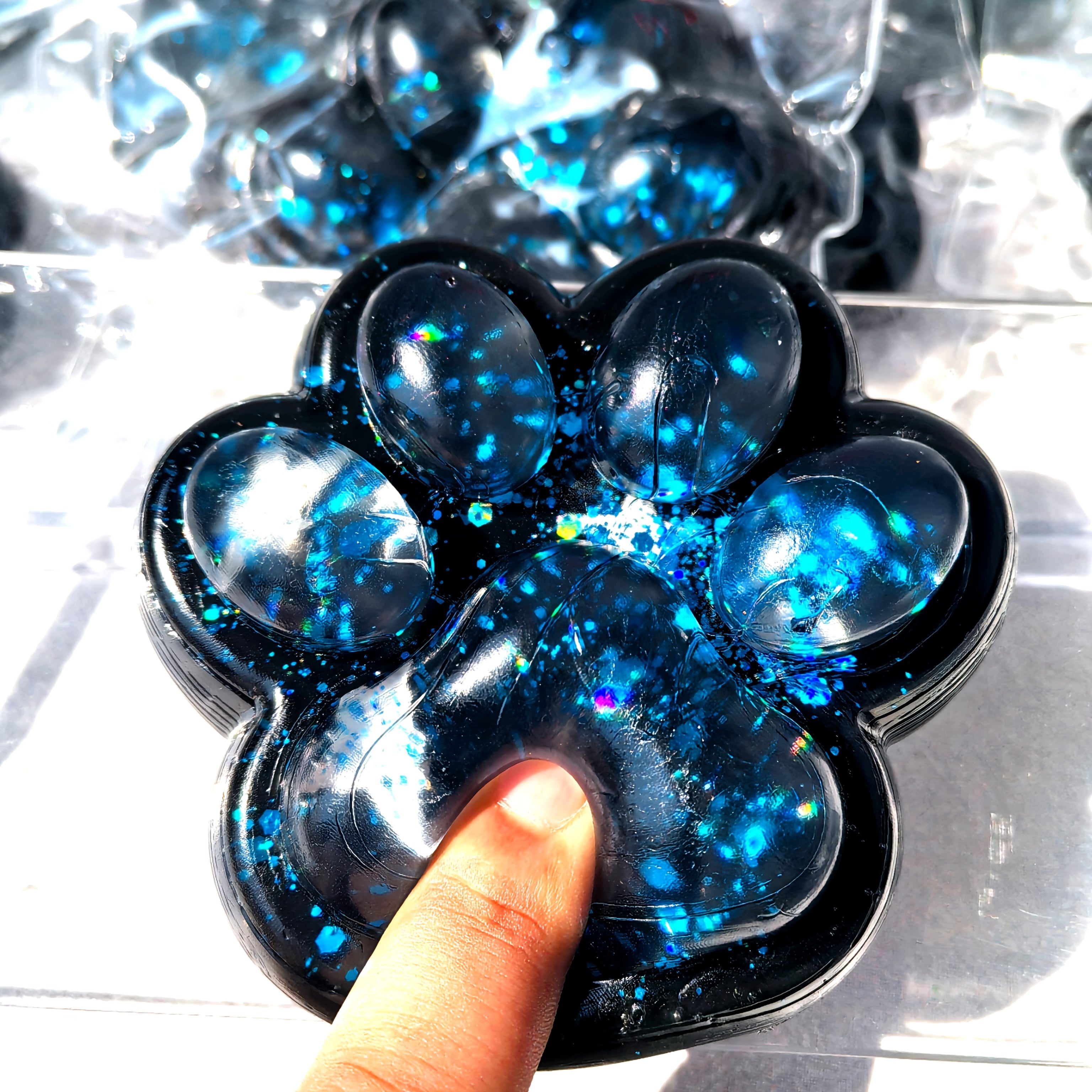 Glittery Cat Paw Squeeze Toy TPR Material Interactive Sensory Toy