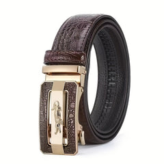 Men's Leather Belt Crocodile Pattern Automatic Buckle Business Suit Waist