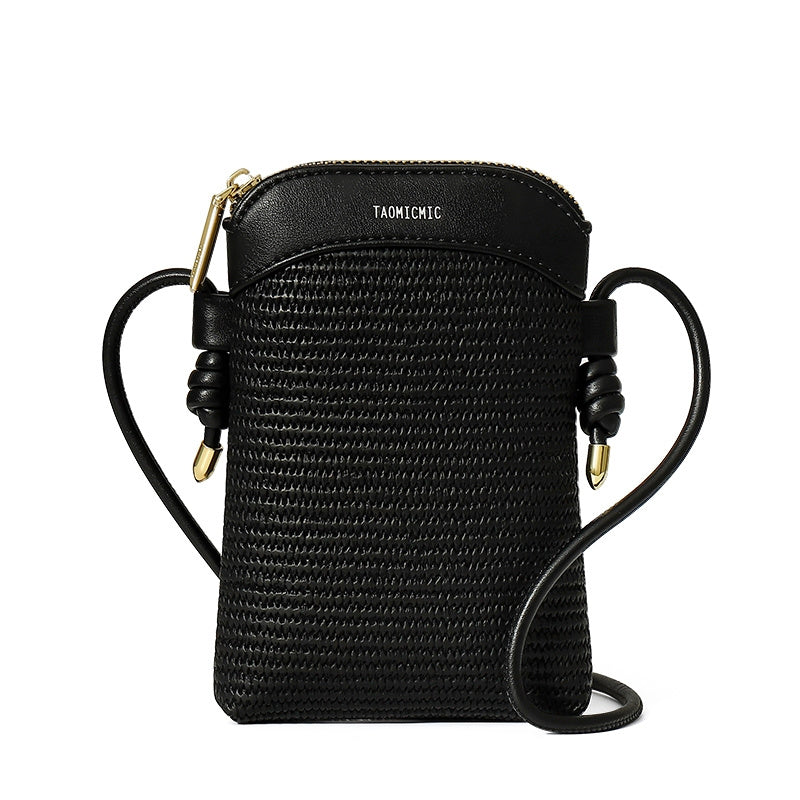 Straw Zipper Crossbody Bag All Match Shoulder Coin Purse