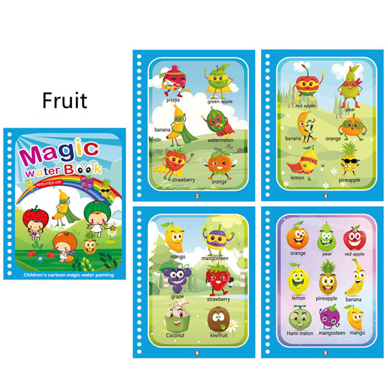 Reusable Watercolor Magic Book for Kids - Learn Painting Animals and Cartoons