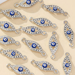 20pcs Evil Eye Double Hole Charms for DIY Jewelry, Silver Pendant