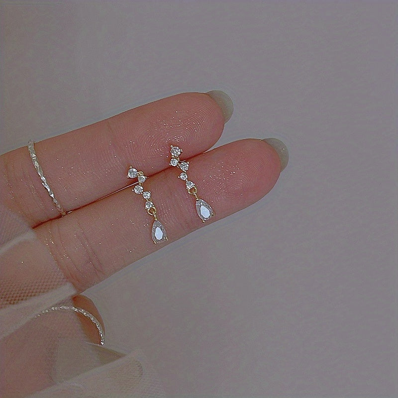 Zircon Stud Earrings 14K Plated Daily Wear Jewelry