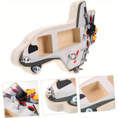 Educational Spaceship Busy Board Toy Set for Kids Recycled Wood Construction