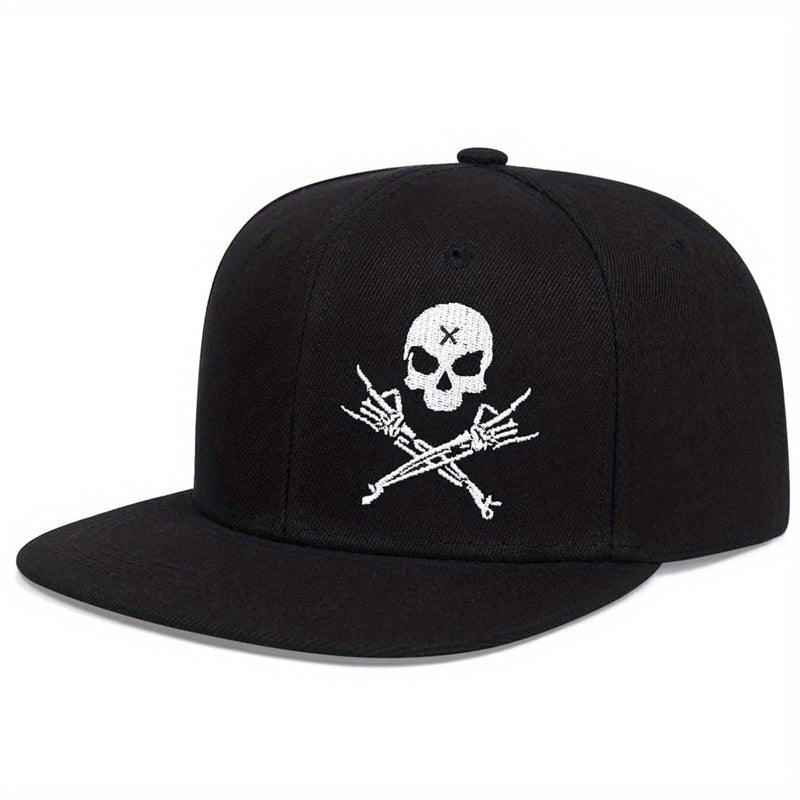 Skull Rose Print Snapback Hat Hip Hop Unisex Solid Couple Baseball Cap