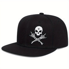 Skull Rose Print Snapback Hat Hip Hop Unisex Solid Couple Baseball Cap