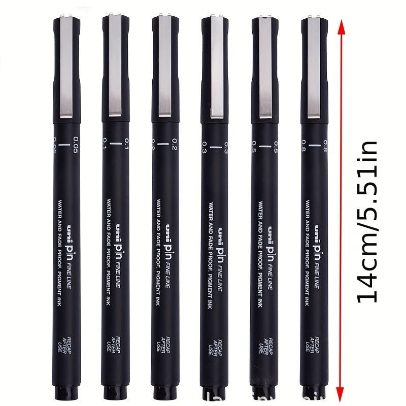 6 Tip Sizes Drawing Pens Fine Single Needle Technology Ink