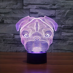 3D Dog Head Night Light Desk Lamp Dimmable 16 Colors Smart Touch Home Decor