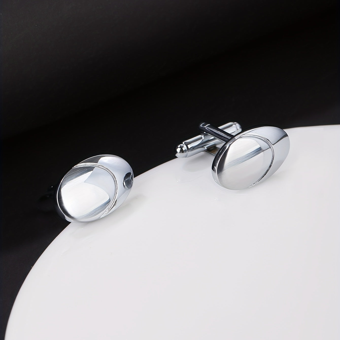 Glossy Nail-Shaped Business French Cufflinks 2-Pack