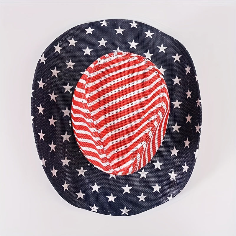 Vintage Western Straw Jazz Hat Patriotic Cap For Women & Men