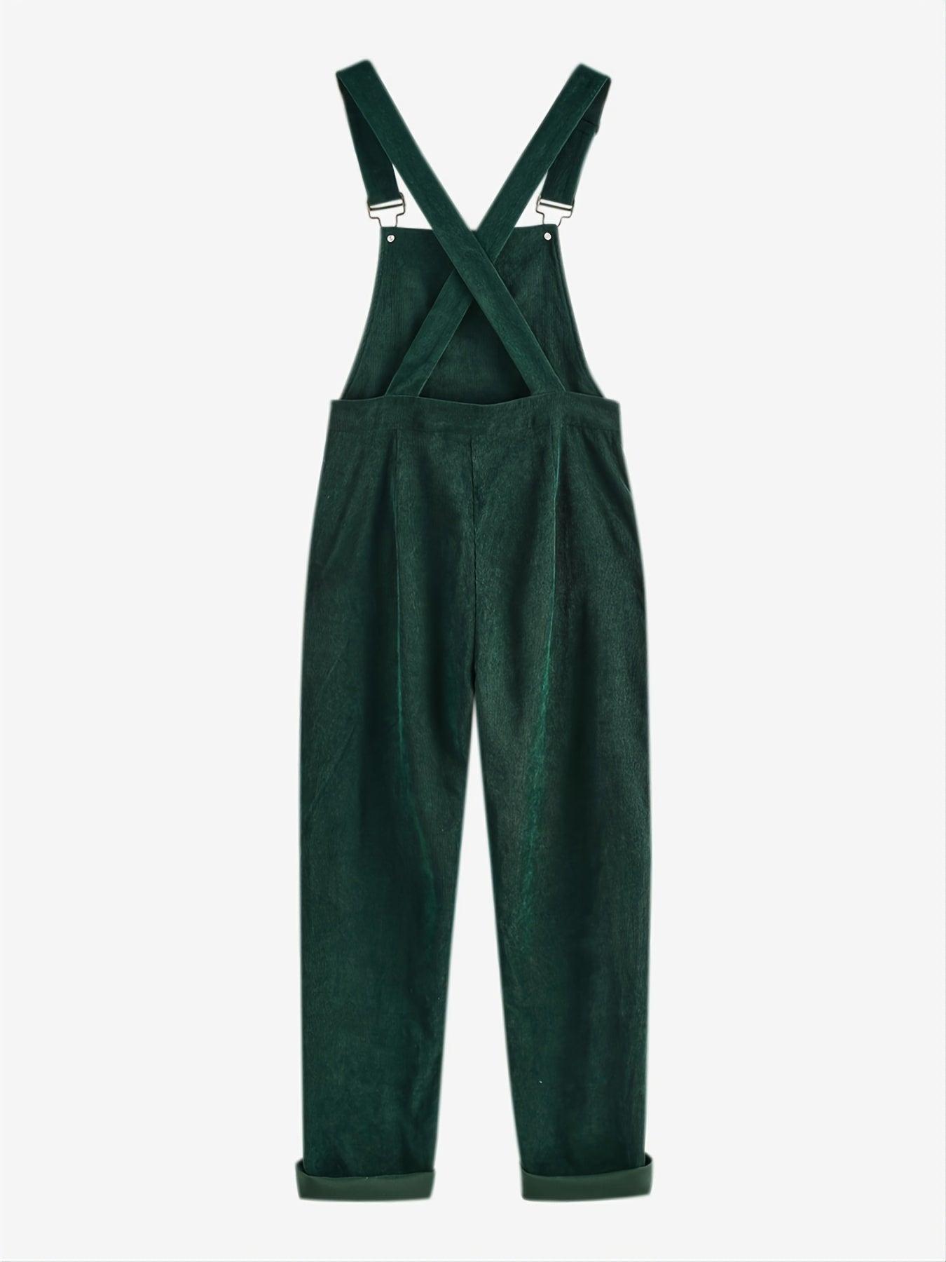 Casual Corduroy Criss Cross Jumpsuit Solid Pocket Loose Jumpsuit