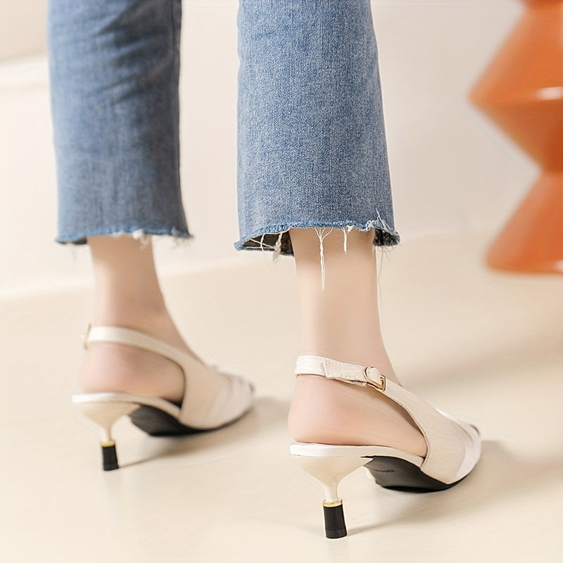 Women's Pleated Low Heels Slingback Pumps