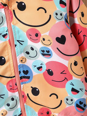 Toddler Girls Cartoon Hooded Windbreaker Jacket